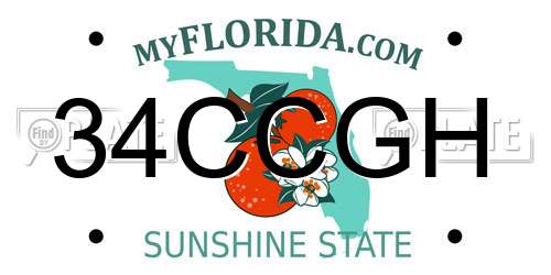 34CCGH Florida License Plate