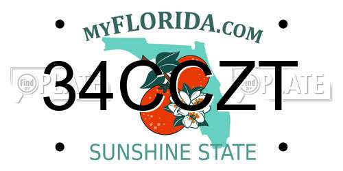 34CCZT Florida License Plate
