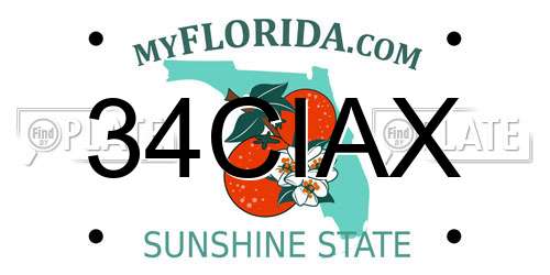 34CIAX Florida License Plate