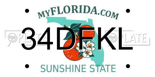 34DFKL Florida License Plate