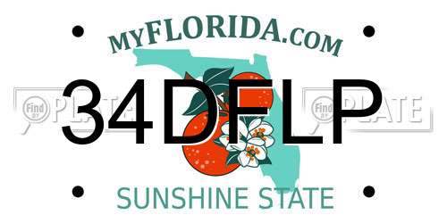 34DFLP Florida License Plate