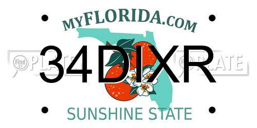 34DIXR Florida License Plate