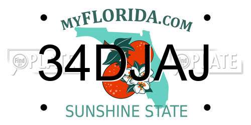34DJAJ Florida License Plate