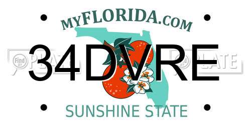 34DVRE Florida License Plate