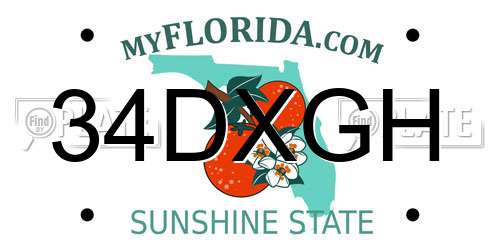 34DXGH Florida License Plate