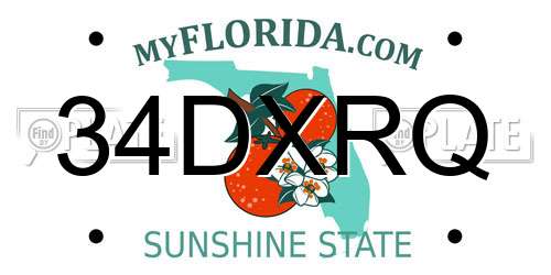 34DXRQ Florida License Plate