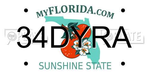 34DYRA Florida License Plate