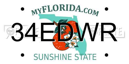 34EDWR Florida License Plate