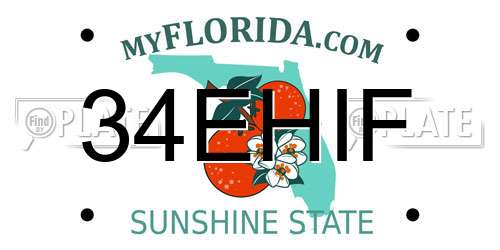 34EHIF Florida License Plate