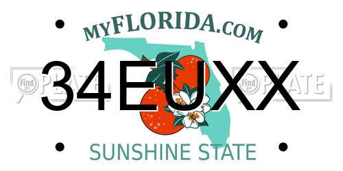 34EUXX Florida License Plate