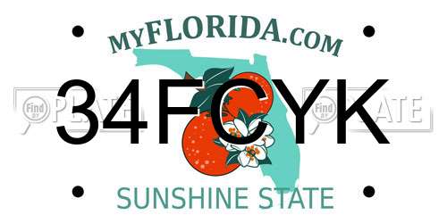 34FCYK Florida License Plate