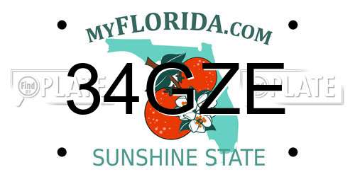 34GZE Florida License Plate
