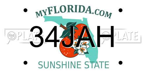 34JAH Florida License Plate