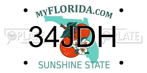 34JDH Florida License Plate