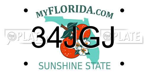 34JGJ Florida License Plate