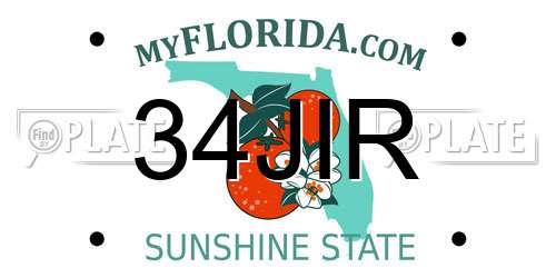 34JIR Florida License Plate