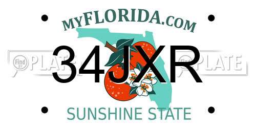 34JXR Florida License Plate