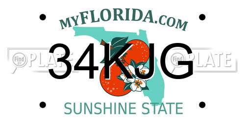 34KJG Florida License Plate