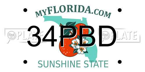 34PBD Florida License Plate