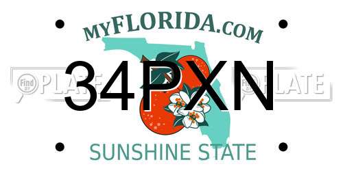 34PXN Florida License Plate