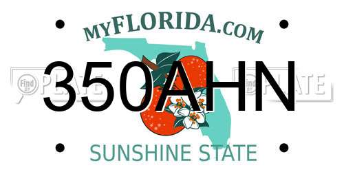 350AHN Florida License Plate