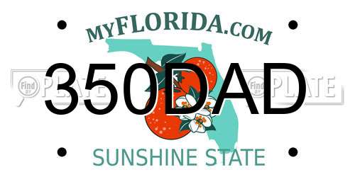 350DAD Florida License Plate
