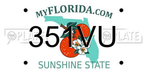 351VU Florida License Plate