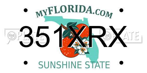 351XRX Florida License Plate