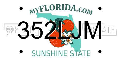 352LJM Florida License Plate
