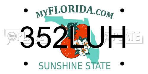 352LUH Florida License Plate