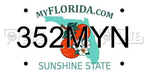 352MYN Florida License Plate