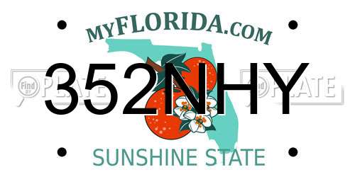 352NHY Florida License Plate