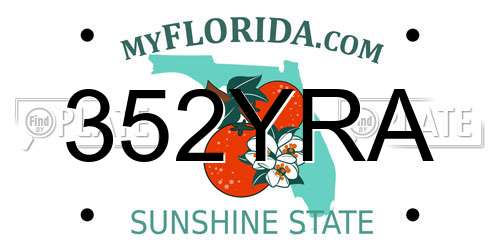 352YRA Florida License Plate