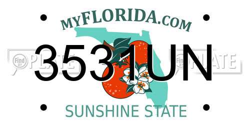 3531UN Florida License Plate