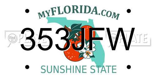 353JFW Florida License Plate