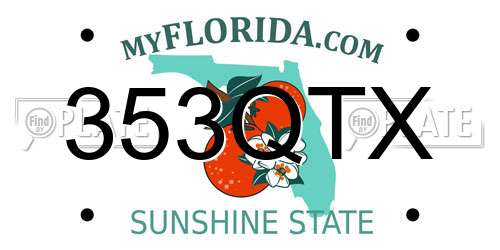 353QTX Florida License Plate
