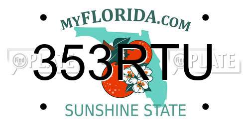 353RTU Florida License Plate