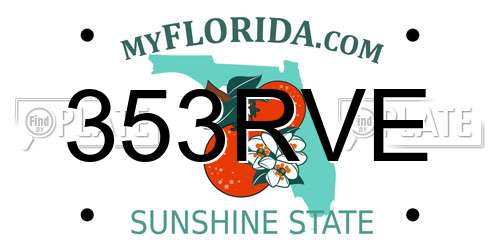 353RVE Florida License Plate