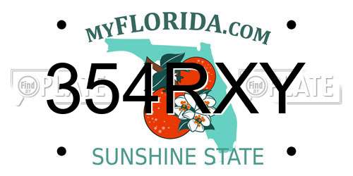354RXY Florida License Plate
