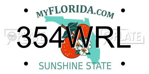 354WRL Florida License Plate