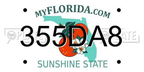 355DA8 Florida License Plate