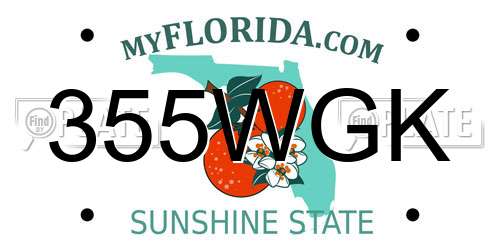 355WGK Florida License Plate