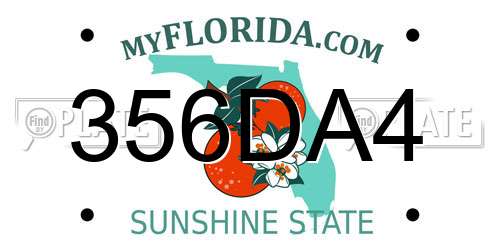 356DA4 Florida License Plate