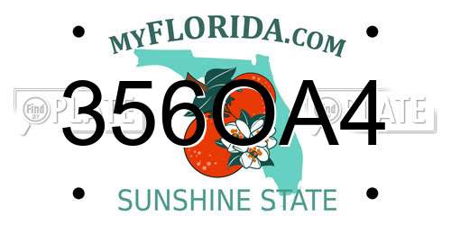 356OA4 Florida License Plate