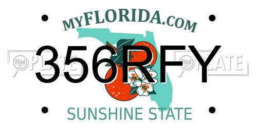 356RFY Florida License Plate