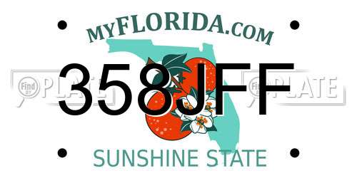 358JFF Florida License Plate