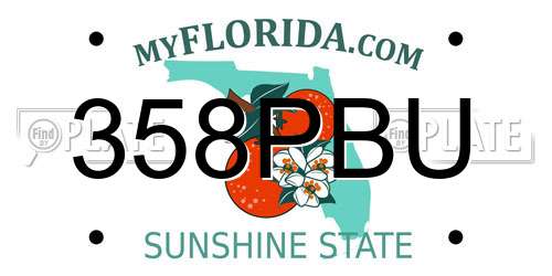 358PBU Florida License Plate