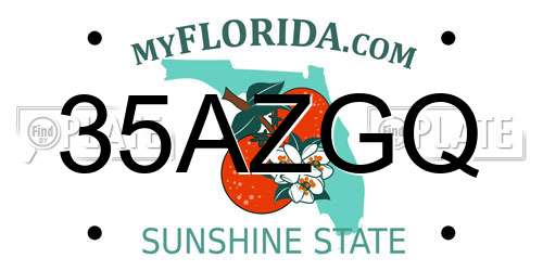 35AZGQ Florida License Plate