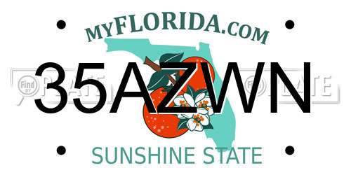 35AZWN Florida License Plate