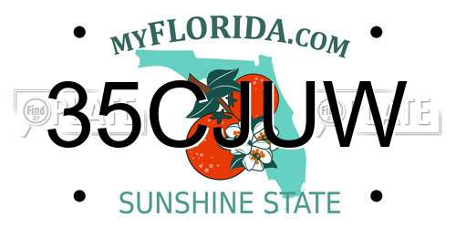 35CJUW Florida License Plate